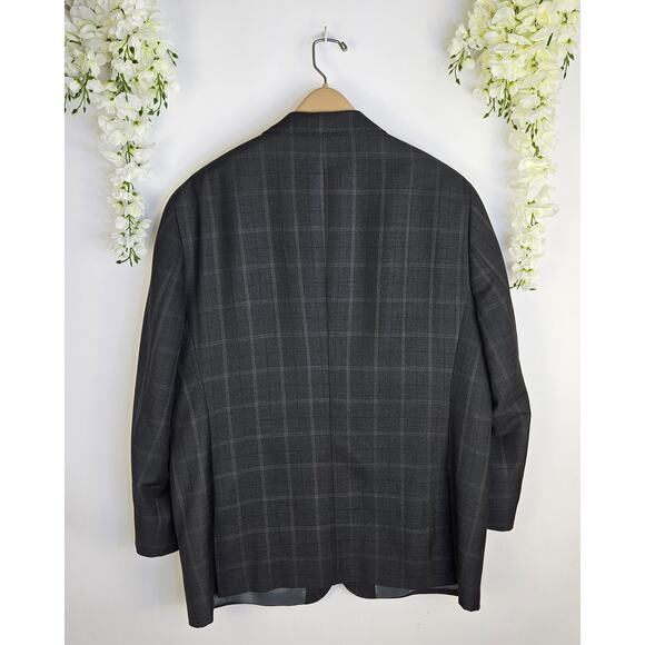 Bertolini Smart Wool Silk Blend Men’s Suit Jacket 46R Pants 40W 46/40 Windowpane - Picture 3 of 16